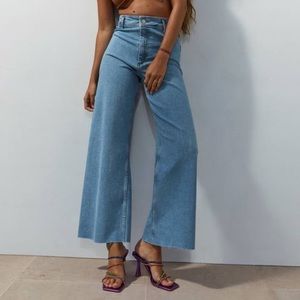 Zara zw the marine straight jeans denim light medium wash blue size 2 8246/241